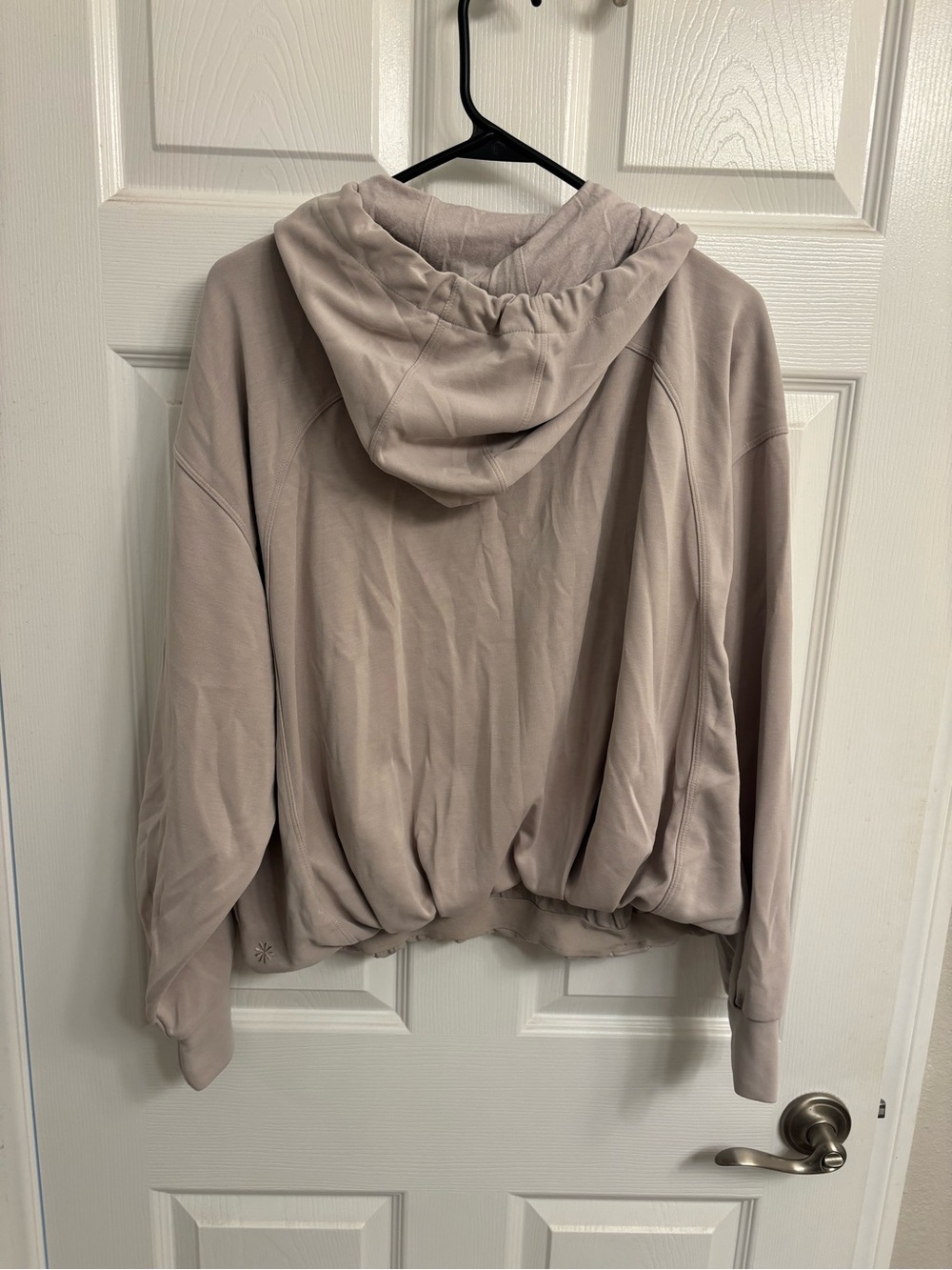 Athleta Seasoft Bubble Hem Hoodie in Abalone (Light Beige) - Picture 4 of 5